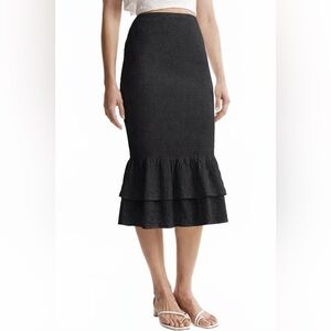 NWT Abercrombie & Fitch High Rise Smocked Eyelet Midi Skirt